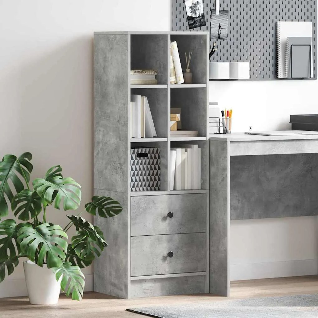 vidaXL Highboard με συρτάρι Γκρι σκυροδέματος 45.5 x 34 x 127 εκ