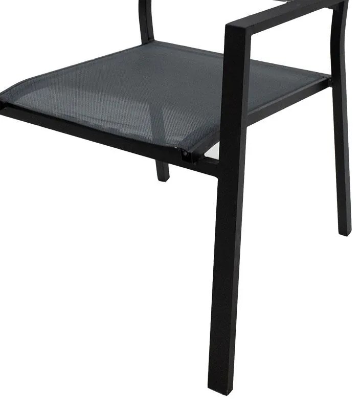 Καρέκλα - Πολυθρόνα Moly αλουμίνιο μαύρο textilene ανθρακί 61x87.5x56.5 εκ.