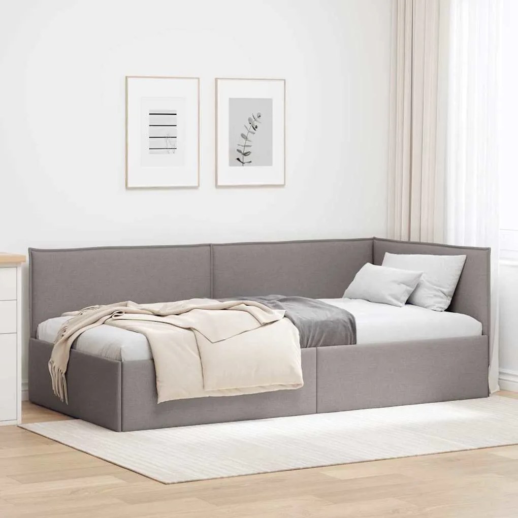 vidaXL Κρεβάτι Γωνίας με κεφαλάρι Taupe 90 x 200 cm ύφασμα