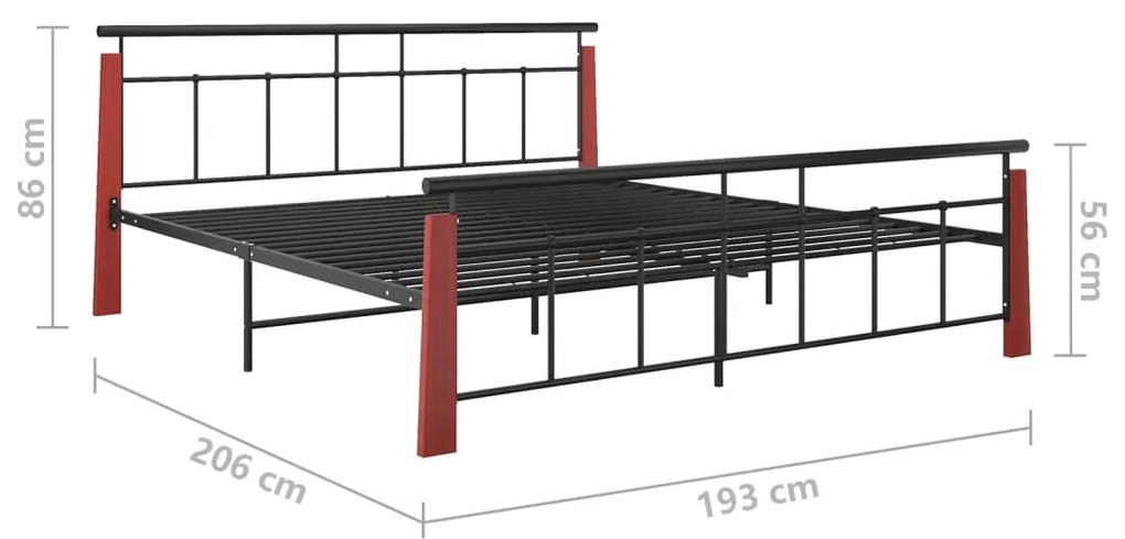 vidaXL Πλαίσιο Κρεβατιού 180 x 200 εκ. Μέταλλο/Μασίφ Ξύλο Δρυός