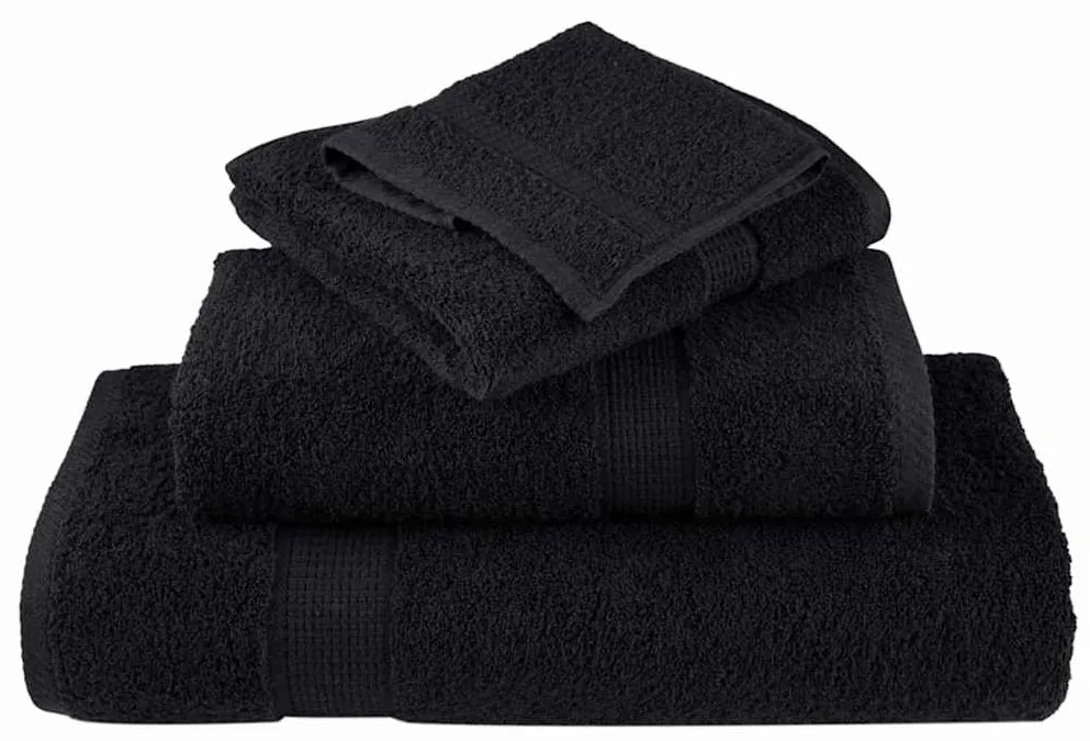 vidaXL a Πετσέτες Προσώπου SOLUND 2 pcs Μαύρο Βαμβάκι
