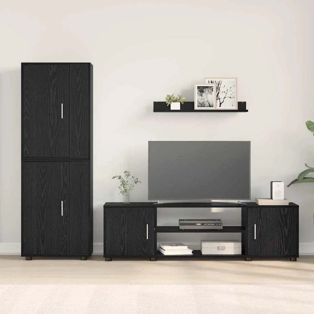 vidaXL Σετ 4 τεμαχίων για ντουλάπα τηλεόρασης με ράφι 4 pcs Μαύρη δρυς