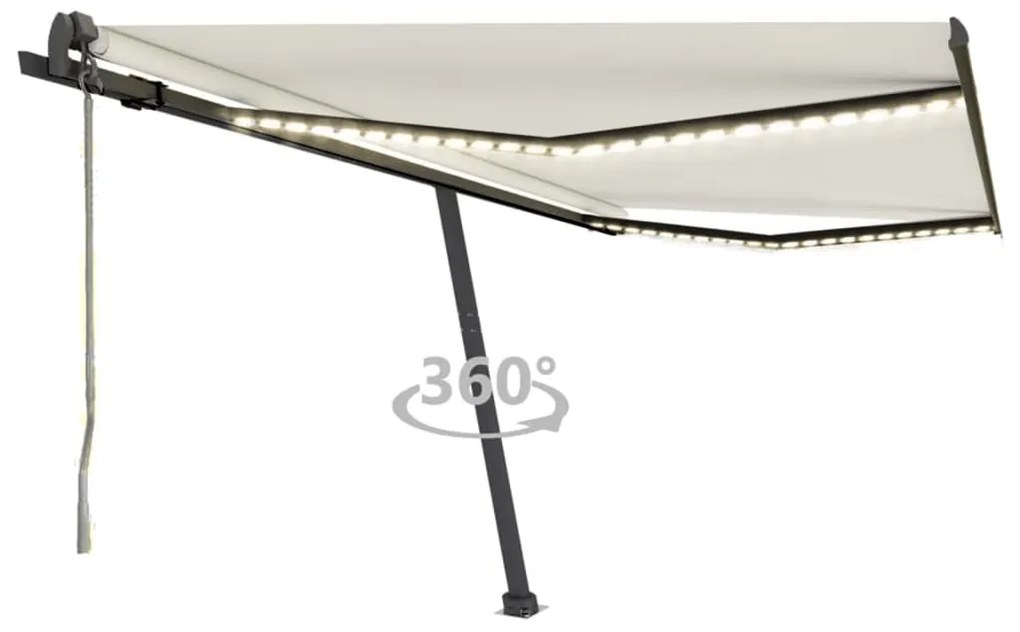 vidaXL Τέντα Αυτόματη με LED &amp; Αισθητήρα Ανέμου Κρεμ 400x350 εκ.