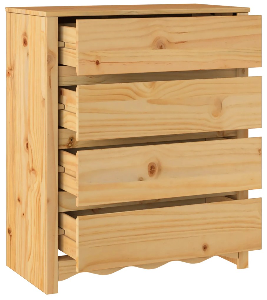 vidaXL Κομοδίνο με συρτάρι Καφέ 76.5 x 40 x 91 εκ Μασίφ ξύλο πεύκου