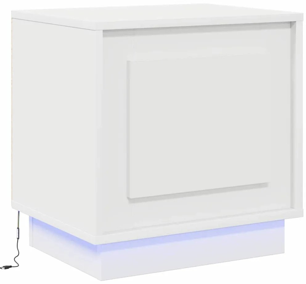 vidaXL Κομοδίνο με 2 pcs Λευκό 44 x 34.5 x 45 εκ Επεξεργασμένο ξύλο