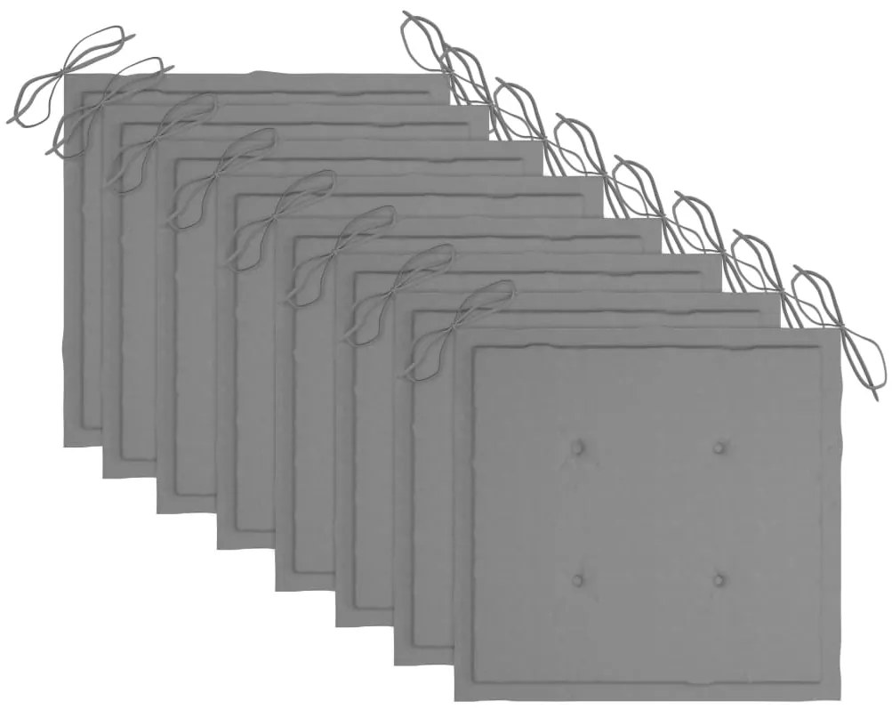 vidaXL Καρέκλες Κήπου Στοιβαζόμενες 8 τεμ. Μασίφ Ξύλο Teak &amp; Μαξιλάρια