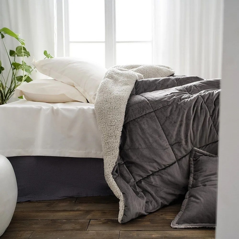 Κουβερτοπάπλωμα Teddy 407/48 Mystic Grey Gofis Home Μονό 170x220cm Πολυέστερ