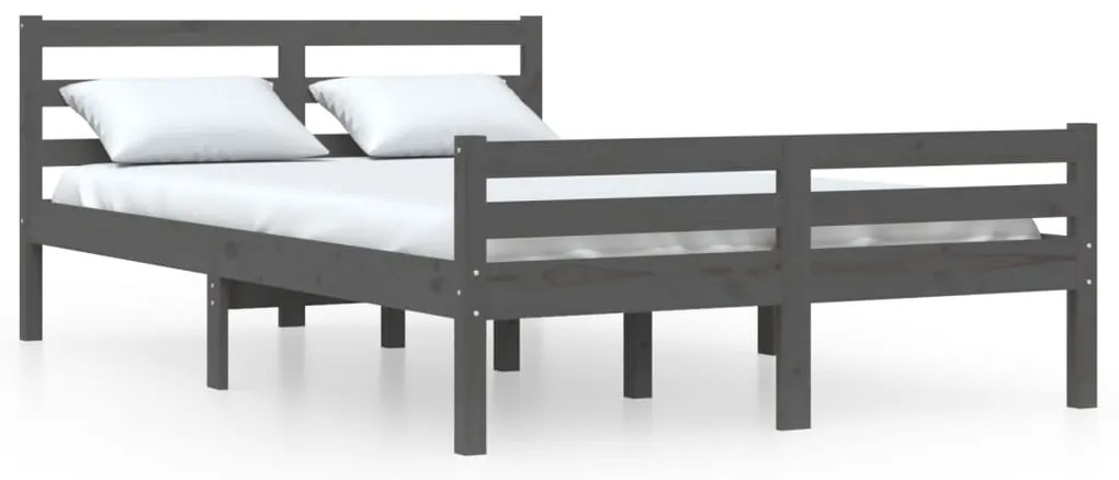 vidaXL Πλαίσιο Κρεβατιού Γκρι 150 x 200 εκ. Μασίφ Ξύλο King Size