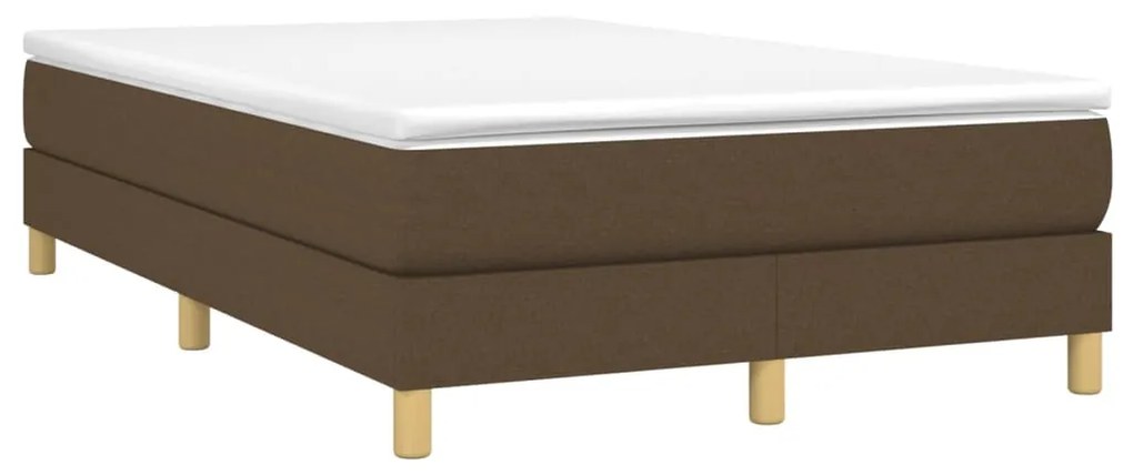 vidaXL Κρεβάτι Boxspring με Στρώμα Σκούρο Καφέ 120x200 εκ. Υφασμάτινο