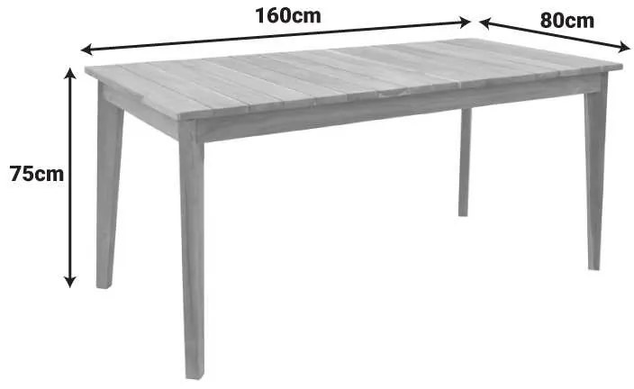 Τραπέζι Ory pakoworld teak ξύλο σε φυσική απόχρωση 160x80x75εκ