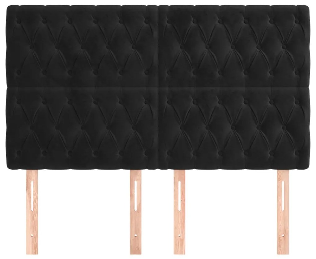 vidaXL Κεφαλάρι Μαύρο Βελούδινο 160x7x118/128 εκ.