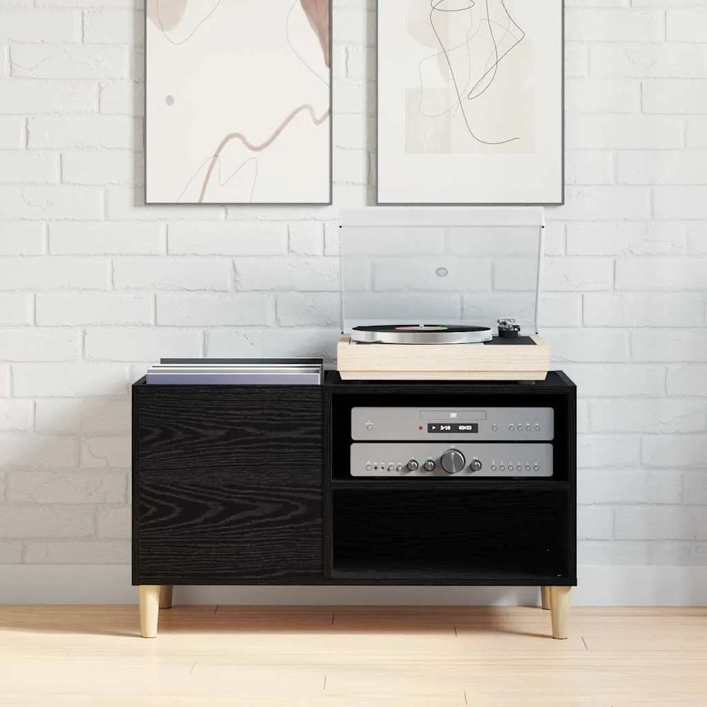 vidaXL Ντουλάπι δίσκων βινυλίου Μαύρη δρυς 84,5 x 38 x 48 cm