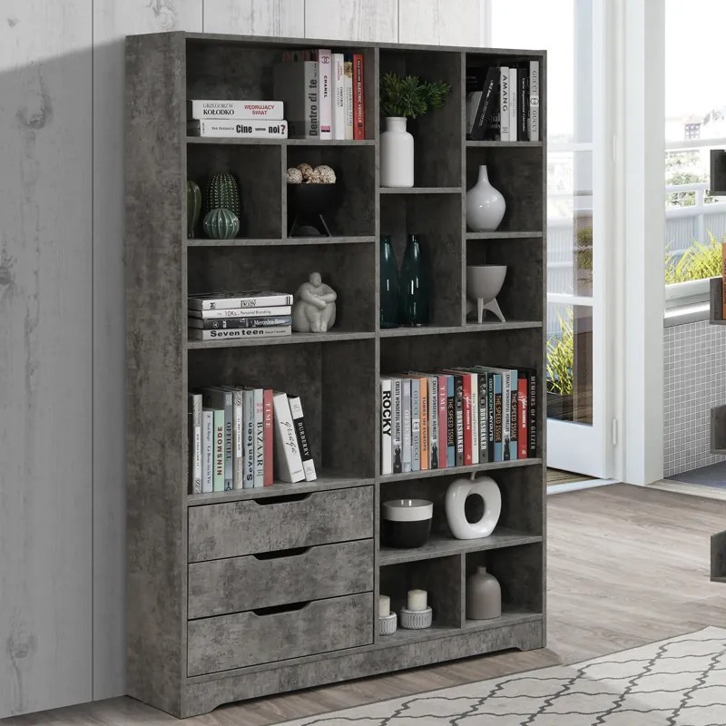 ΒΙΒΛΙΟΘΗΚΗ LUCINDA PAKOWORLD ΓΚΡΙ OAK 120X29.8X180.5ΕΚ