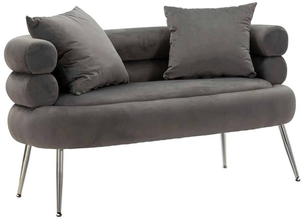 SILVERY PLUS Διθέσιος Καναπές με Μαξιλάρια Γκρι/Ασημένιος 133x68