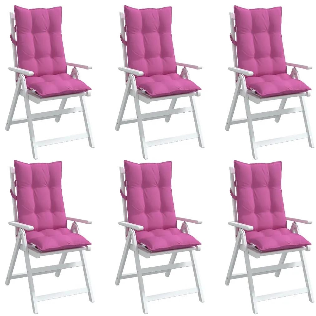 Μαξιλάρια Καρέκλας με Ψηλή Πλάτη 6 τεμ. Ροζ από Ύφασμα Oxford - Ροζ