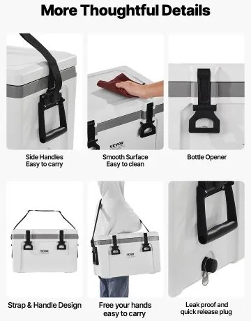 VEVOR Portable Cooler 26 QT Insulated Cooler 38 Can Capacity with Handles Strap