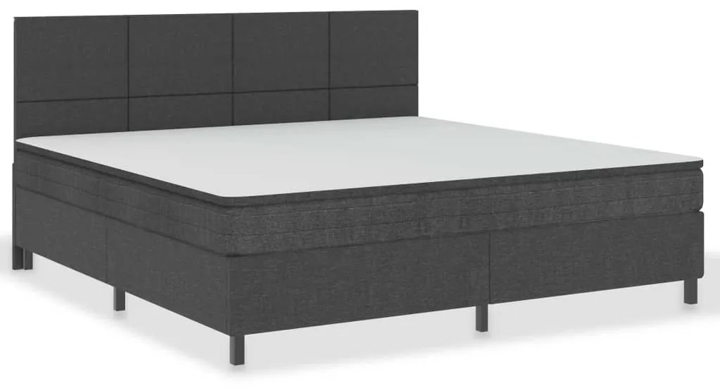 Κρεβάτι Boxspring Σκούρο Γκρι 200 x 200 εκ. Υφασμάτινο - Γκρι