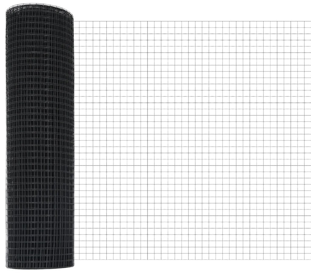vidaXL Σετ Πέ Fence Σετ των 2 Γκρι Μέταλλο και πλαστικό 25 x 1 μ