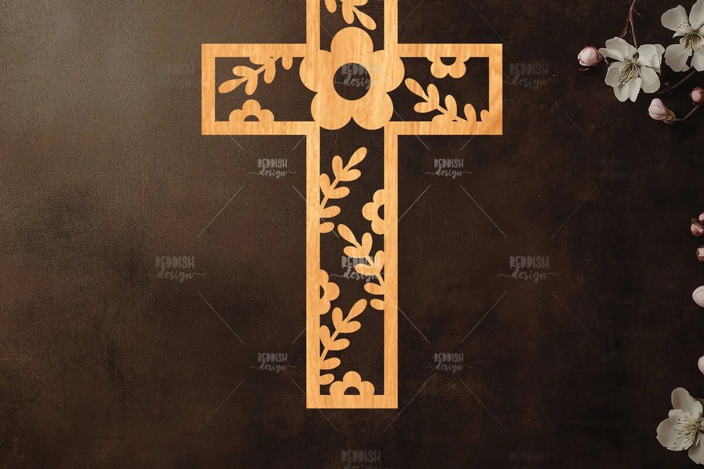 Σετ των 2 Intra απο ξύλο plywood 3mm-4mm πάχος Christian Cross Silhouette, Δίασταση 15x15 cm INTRAFABR-118678189