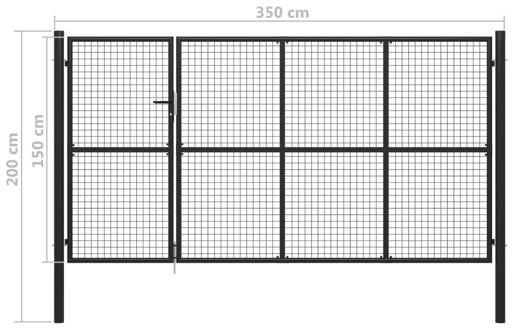 vidaXL Πόρτα Περίφραξης Κήπου Ανθρακί 350 x 150 εκ. Ατσάλινη