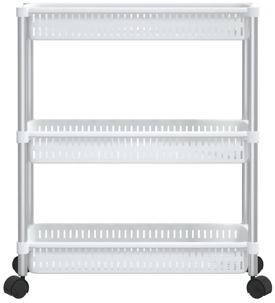 vidaXL Τρόλεϊ Αποθήκευσης 3 Επιπέδων Ασημί και Λευκό από Αλουμίνιο