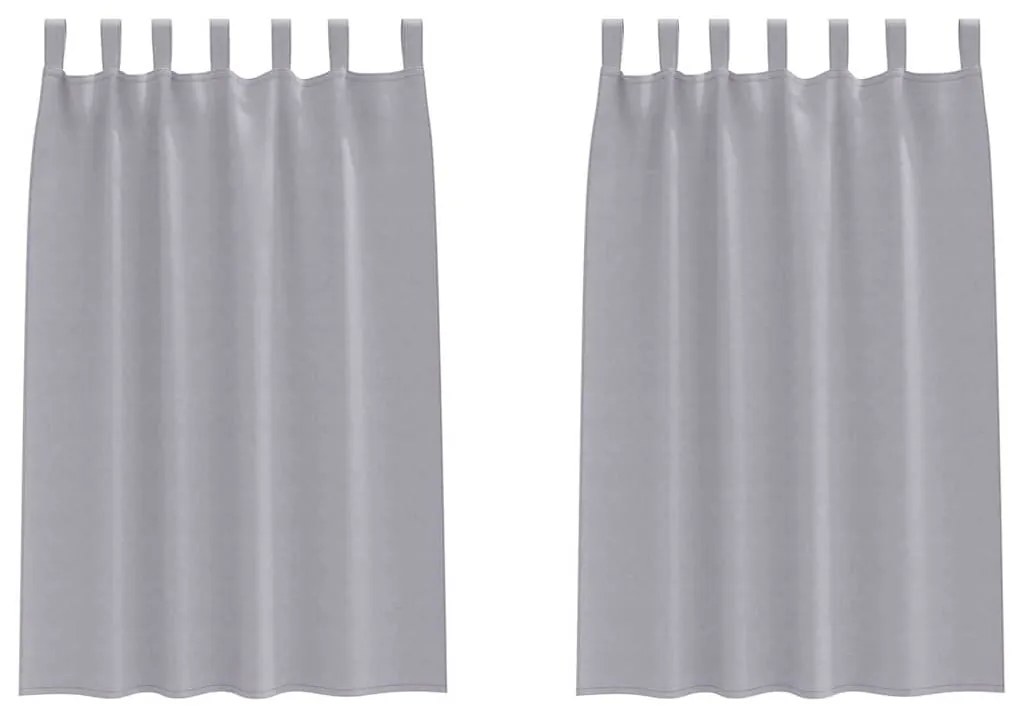vidaXL Κουρτίνες με κουρτίνες 2 pcs Μεταλλικό Γκρι Πολυεστέρας