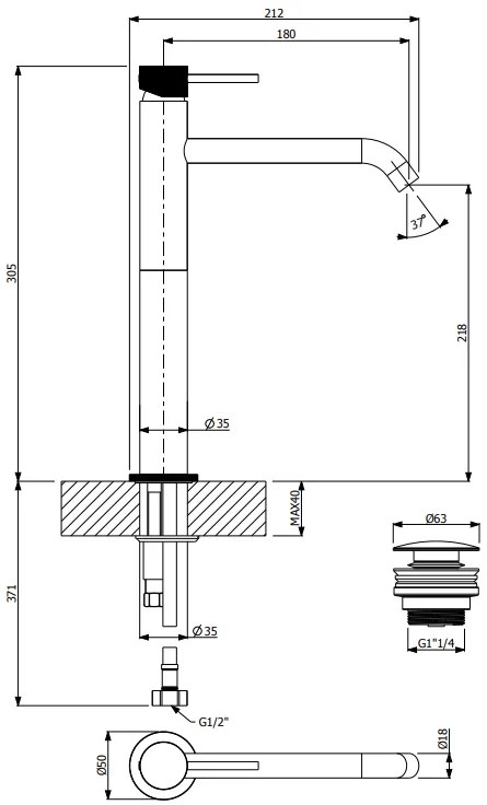 Μπαταρία νιπτήρος Vicario Industrial Up-Inox