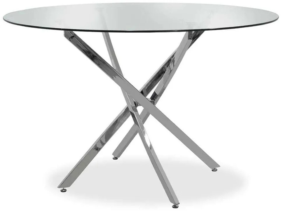 Τραπέζι Στρόγγυλο Steve 029-000030 Διαφανές Φ120x74.5cm Μέταλλο,Γυαλί
