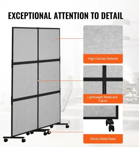 VEVOR Acoustic Room Divider Partition Panel Privacy Screen 2 Pack Light Gray