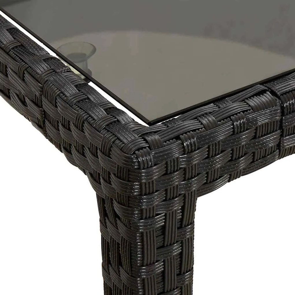 vidaXL Τραπέζι Κήπου για Φαγητό Μαύρο 190 x 90 x 75 cm Πολυ ράταν