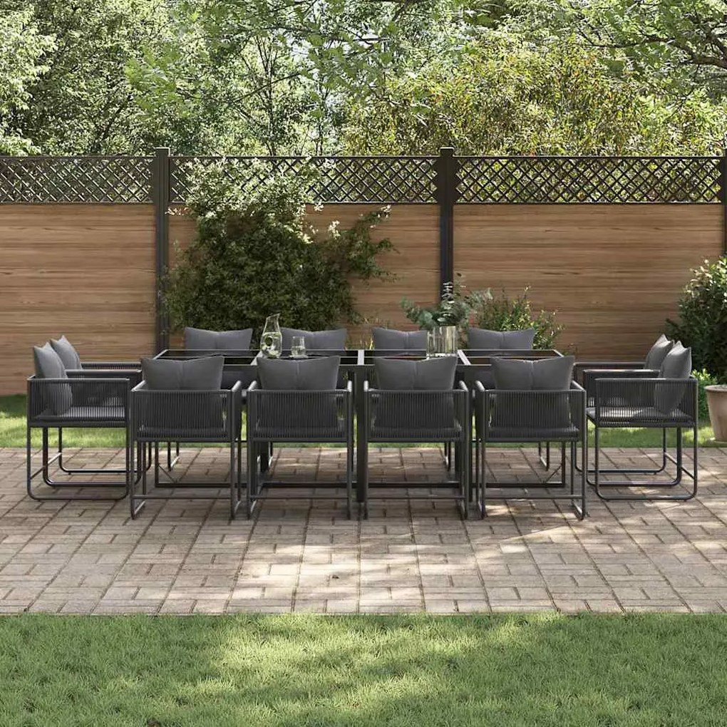 vidaXL Σέτ φαγητού για κήπο 13 pcs Μαύρο Ατσάλι
