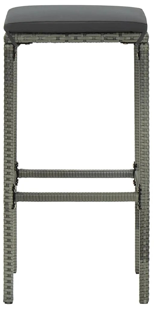 vidaXL Σκαμπό Μπαρ 6 τεμ. Γκρι από Συνθετικό Ρατάν με Μαξιλάρια