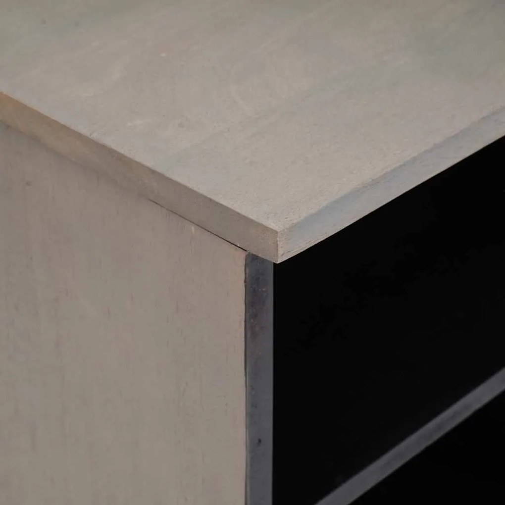 vidaXL Ντουλάπι TV Γκρι και Χρυσό 100 x 33.5 x 46 εκ Μασίφ ξύλο μάνγκο