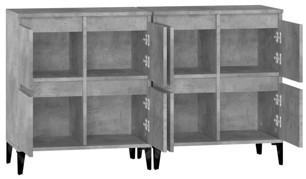 vidaXL Ντουλάπια 2 τεμ. Γκρι Σκυροδέματος 60x35x70 εκ. Επεξεργ. Ξύλο