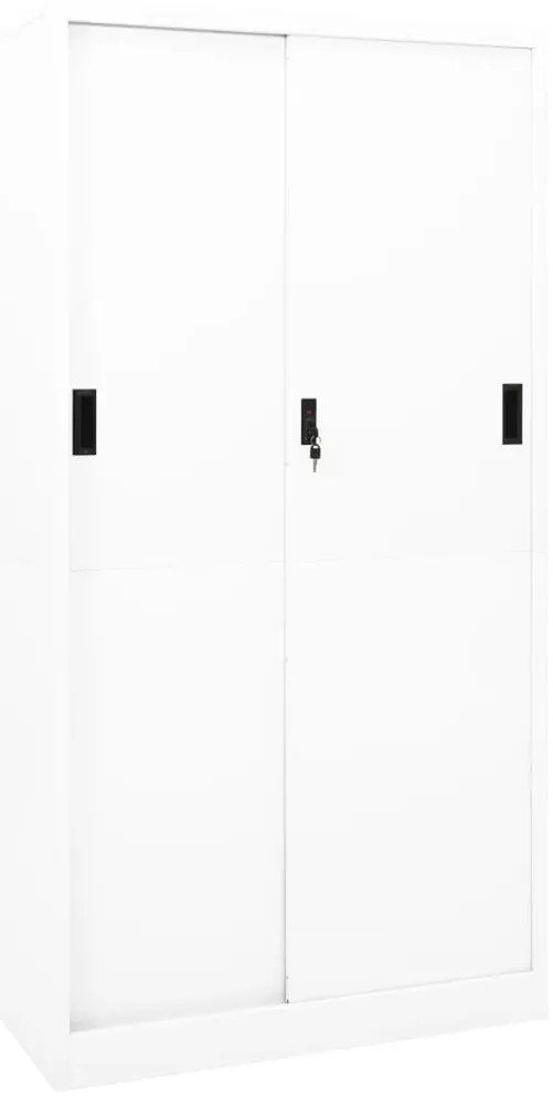 Ντουλάπι Γραφείου με Συρόμενη Πόρτα Λευκό 90x40x180 εκ Ατσάλινο