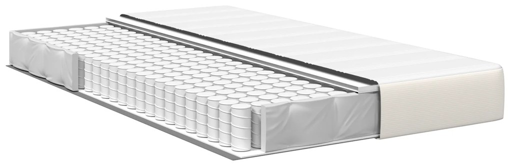 vidaXL Μάλλινο Κρεβάτι με Ελατήρια Κρεμ Μεσαίο 120x200x20 εκ Υφασμάτινο