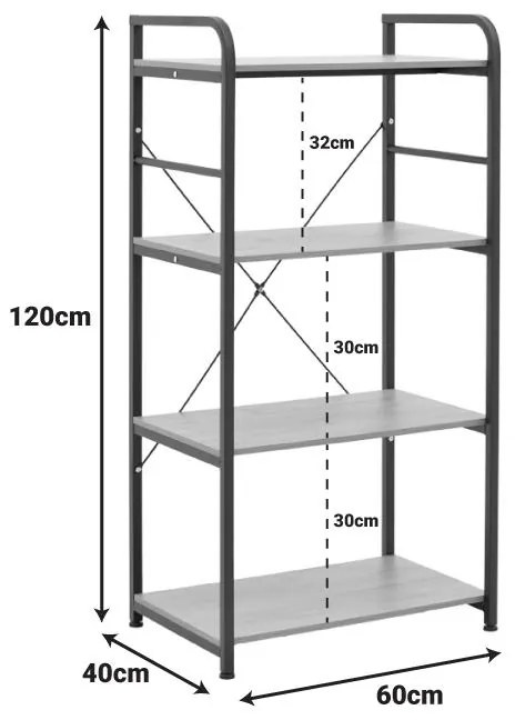 Ραφιέρα επιδαπέδια Depo μέταλλο μαύρο-mdf oak 60x40x120 εκ. 60x40x120 εκ.