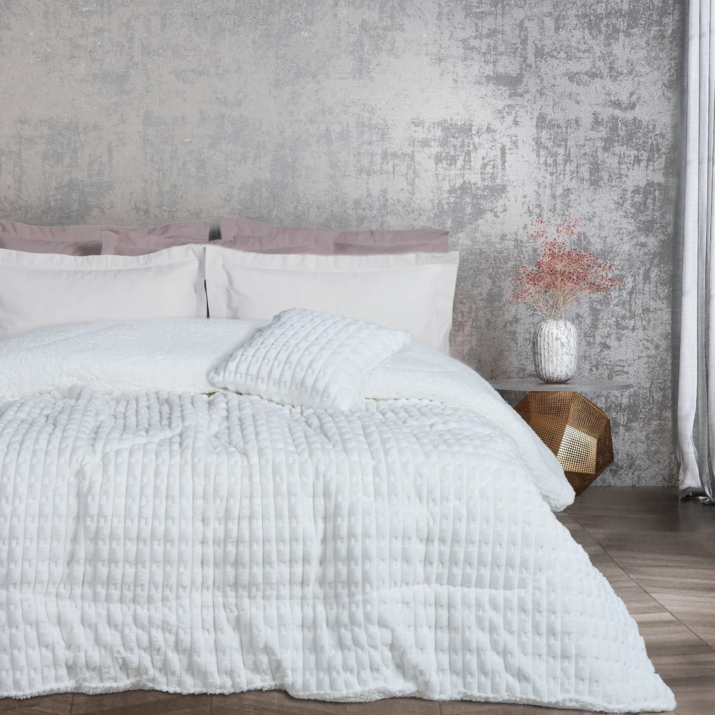 Κουβερτοπάπλωμα Fleece-Sherpa Μονό 160x220εκ. Blankets 1176 Λευκό Das Home