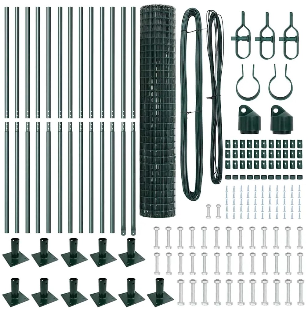 vidaXL Τεντώτο με στήριγμα Πράσινο 1,2 x 25 m Χάλυβας και PVC