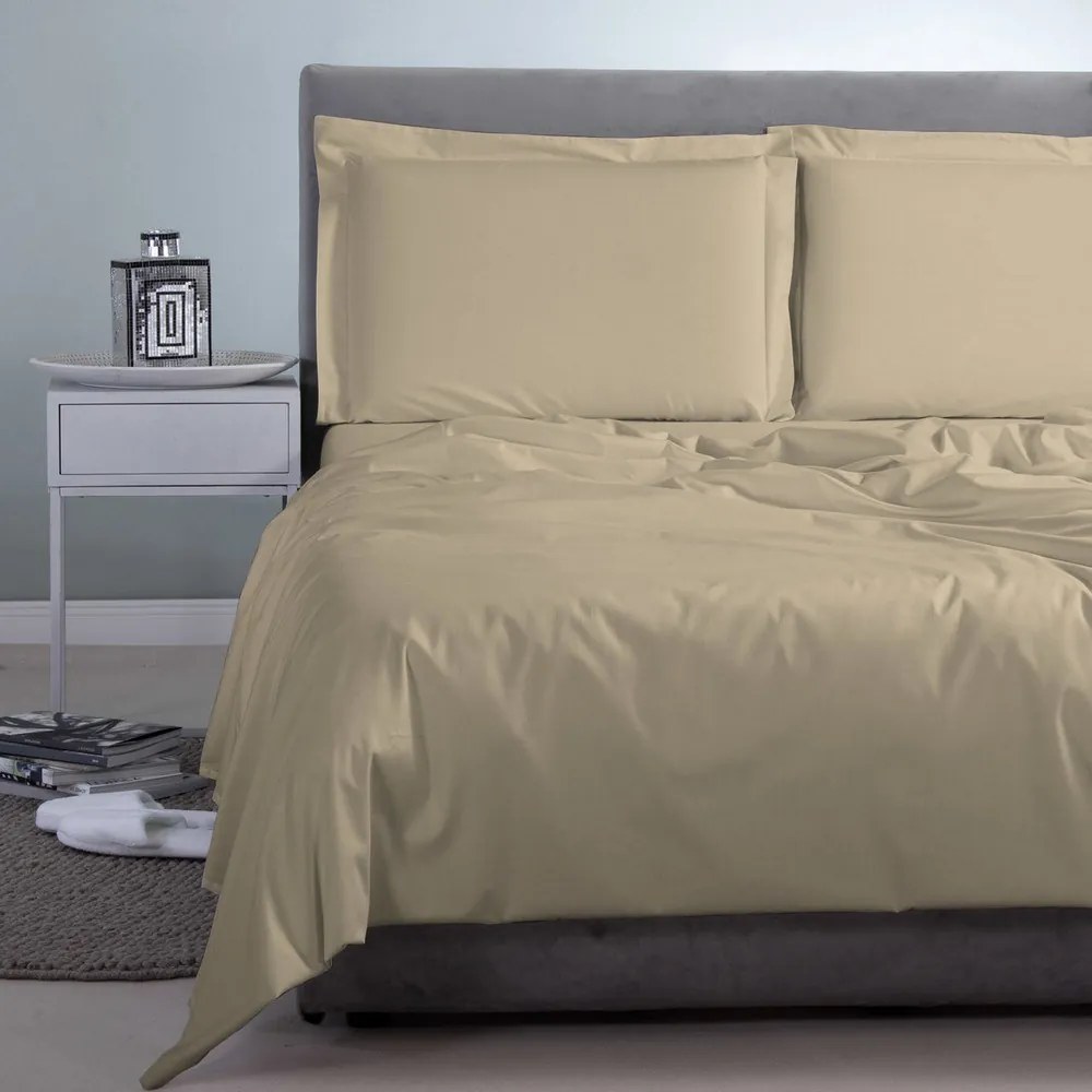 Σεντόνι Satin Plain Beige-Sand Aslanis Home Υπέρδιπλo 250x270cm 100% Βαμβακοσατέν