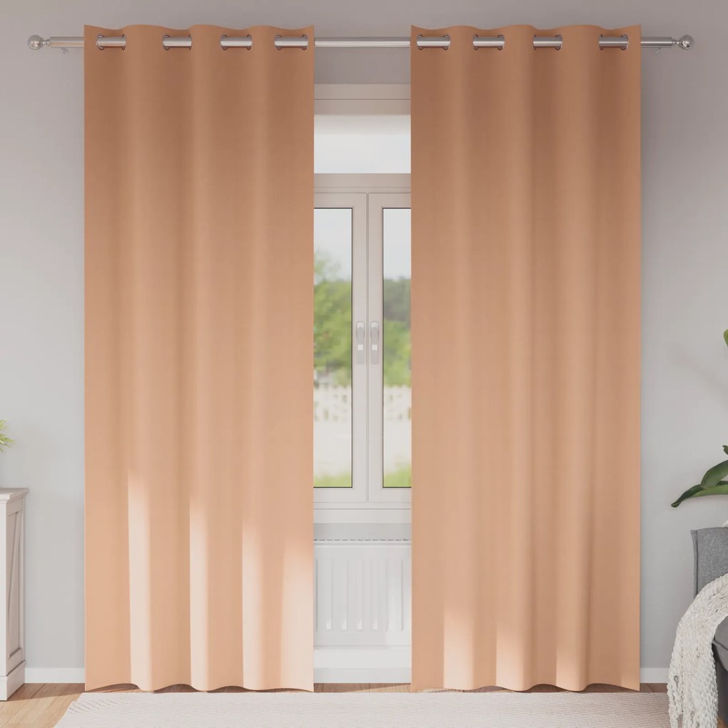 vidaXL Κουρτίνες 2 pcs Ανοιχτό καφέ 225 x 140 εκ. Πολυεστέρας