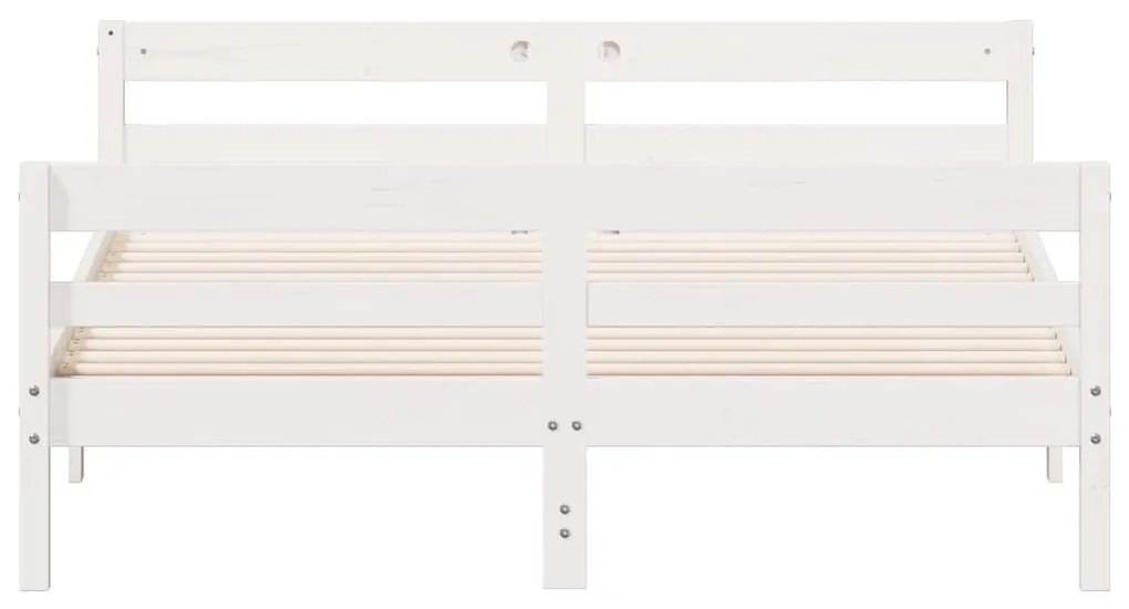 Πλαίσιο Κρεβατιού με Κεφαλάρι Λευκό 120x200 εκ. από Μασίφ Πεύκο - Λευκό
