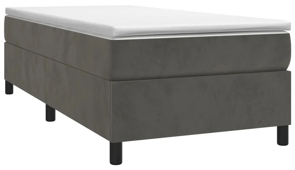 vidaXL Κρεβάτι Boxspring με Στρώμα Σκούρο Γκρι 100x200 εκ. Βελούδινο