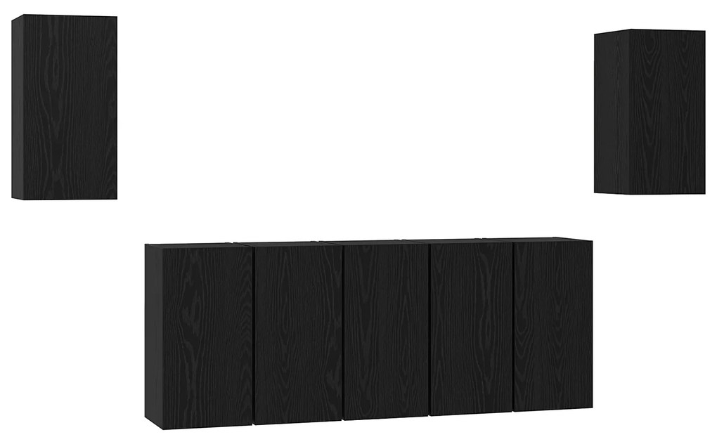 vidaXL Σετ επίπλου τηλεόρασης 7 pcs Μαύρη δρυς 30.5 x 30 x 60 εκ.