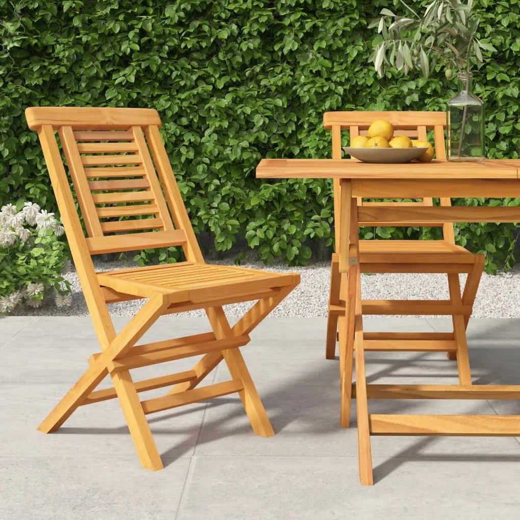 vidaXL Καρέκλες Κήπου Πτυσσόμενες 2 τεμ. 47x63x90 εκ. Μασίφ Ξύλο Teak