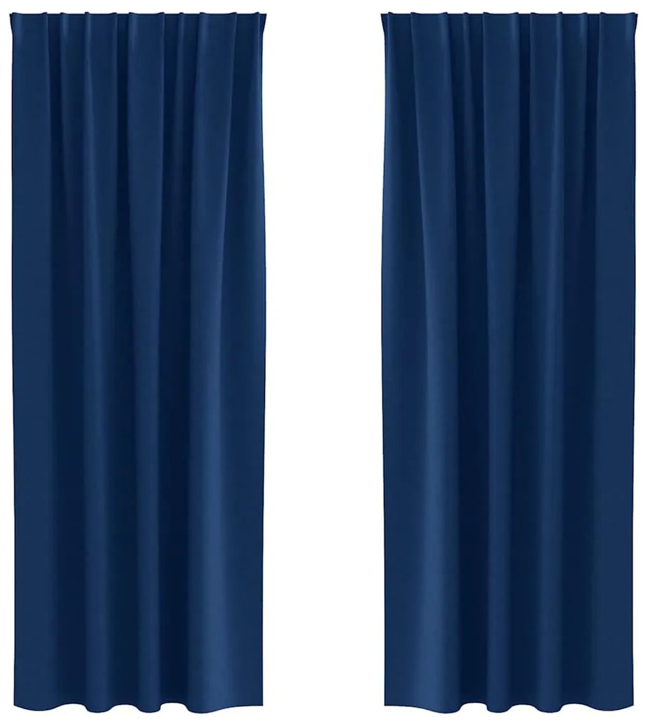 vidaXL Κουρτίνες με κουρτίνες 2 pcs Σκούρο Μπλε 225x140εκ. Πολυεστέρας