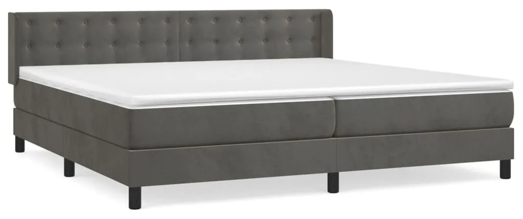 vidaXL Κρεβάτι Boxspring με Στρώμα Σκούρο Γκρι 200x200 εκ. Βελούδινο