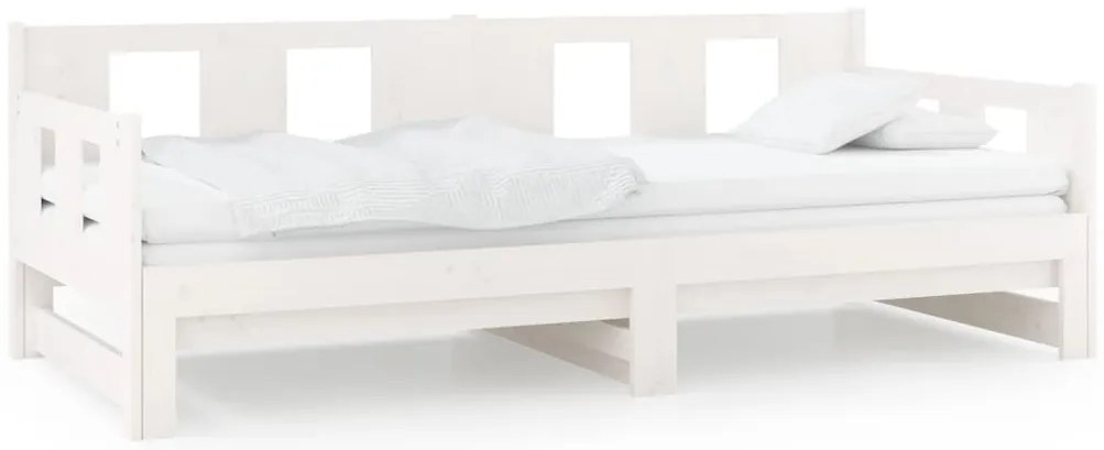 vidaXL Καναπές Κρεβάτι Συρόμενος Λευκός 2x(80x200) εκ. από Μασίφ Πεύκο