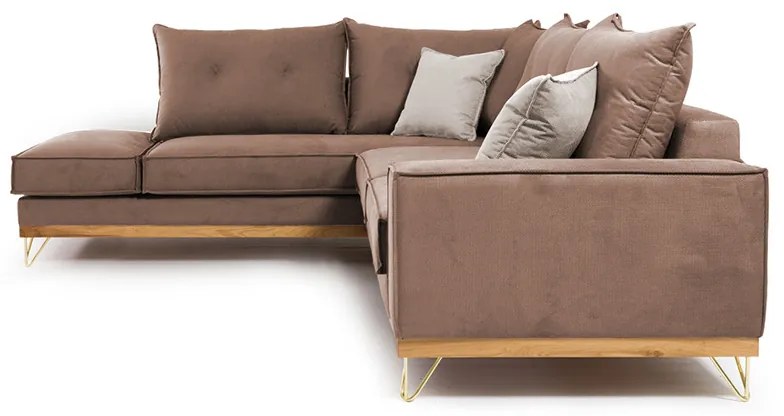 ΓΩΝΙΑΚΟΣ ΚΑΝΑΠΕΣ ΔΕΞΙΑ ΓΩΝΙΑ LUXURY II PAKOWORLD ΥΦΑΣΜΑ MOCHA-CREAM 290X235X95ΕΚ