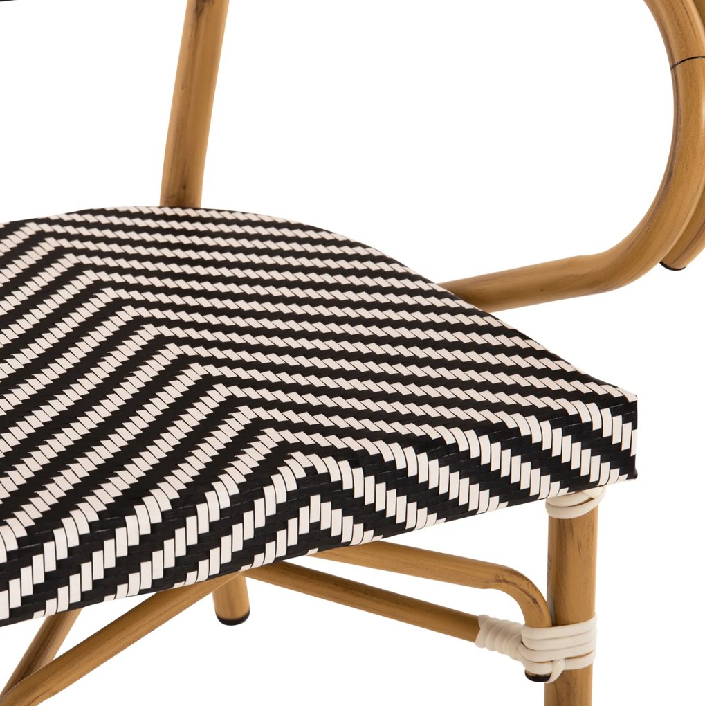 Πολυθρόνα Bamboo Look Μαύρο-Λευκό 57x55x82 Εκ.
